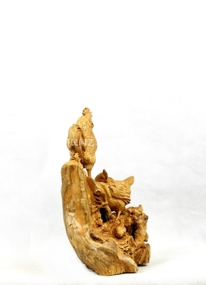 三科木雕精品母子情(鸡) 融合艺术与情感的商务礼品